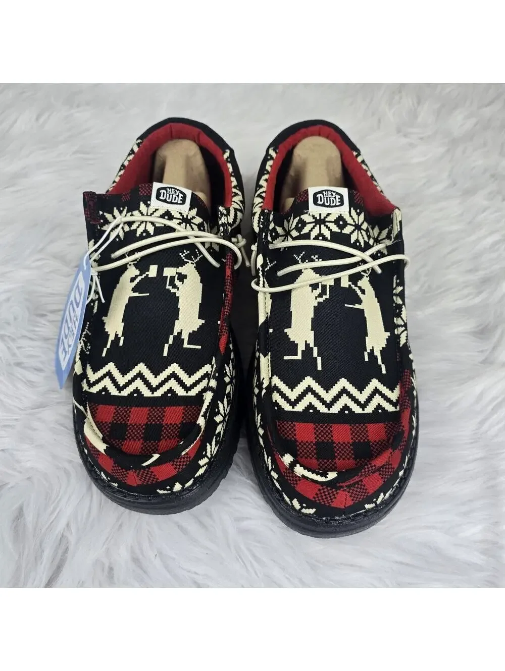 Hey Dude Wally Cheers Men's Size 11 Black Red Shoes Dudes